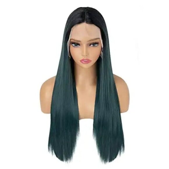 Ombre Green Long Lace Wigs